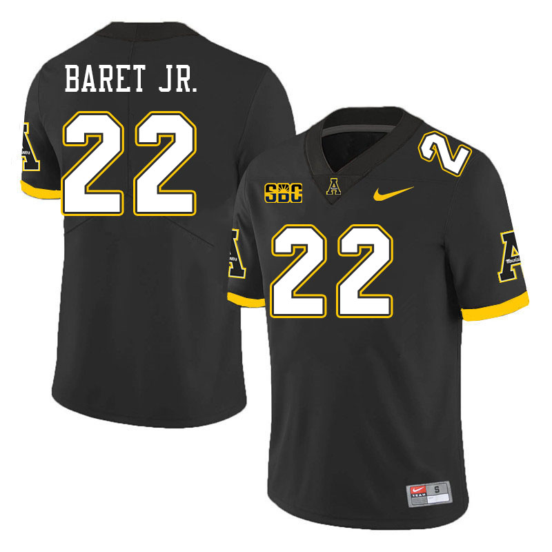 Men #22 Franklin Baret Jr. Appalachian State Mountaineers College Football Jerseys Stitched-Black